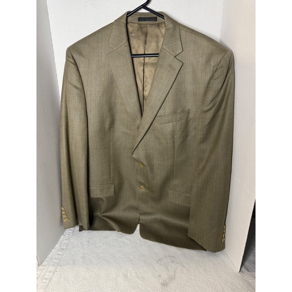 Lauren Ralph Lauren Other - Lauren Ralph Lauren Men Suit Jacket Blazer Tan Herringbone Silk Wool Blend 48R